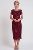 Robe Body Size Midi Mother of the Bride Bodycon Noire Scintillante à col rond et perlée