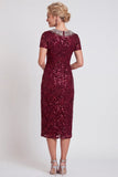 Robe Body Size Midi Mother of the Bride Bodycon Noire Scintillante à col rond et perlée