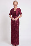 Robe longue de mère de la mariée en sequins noirs scintillants avec une fente
