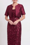 Robe longue de mère de la mariée en sequins noirs scintillants avec une fente