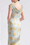 Robe longue fleurie noire sirène avec fente