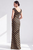 Robe longue fleurie noire sirène avec fente