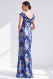 Robe longue fleurie noire sirène avec fente