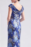 Robe longue fleurie noire sirène avec fente