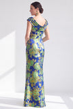 Robe longue fleurie noire sirène avec fente