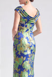 Robe longue fleurie noire sirène avec fente