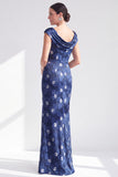 Robe longue fleurie noire sirène avec fente