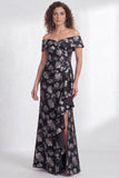 Longue robe de mère de la mariée sirène noire à volants en sirène dénudée, fête