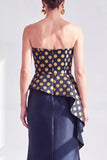 Robe longue de la mère de la mariée à pois dorés à pois bustier