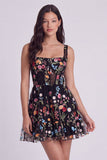 Corset fleuri ivoire à col carré mini robe de remise de diplôme