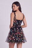 Corset fleuri ivoire à col carré mini robe de remise de diplôme