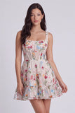 Corset fleuri ivoire à col carré mini robe de remise de diplôme