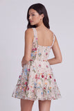 Corset fleuri ivoire à col carré mini robe de remise de diplôme