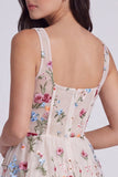 Corset fleuri ivoire à col carré mini robe de remise de diplôme