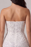 Corset bodycon sans bretelles Petite robe blanche avec paillettes