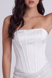 Corset sans bustiers Sequins bodycon, petite robe blanche avec dentelle dans le dos