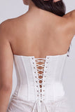Corset sans bustiers Sequins bodycon, petite robe blanche avec dentelle dans le dos