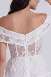 Robe mini douche nuptiale ivoire en A-line à étages en ivoire avec nœud nœud