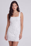 Petite robe blanche Bodycon à col carré floral