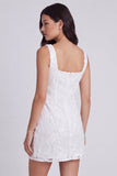 Petite robe blanche Bodycon à col carré floral