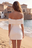Robe de douche nuptiale ivoire moulante à volants froncés et nœud