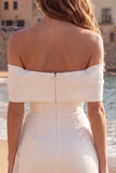 Robe de douche nuptiale ivoire moulante à volants froncés et nœud