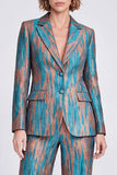 Costumes féminins bleus 2 pièces à revers pointu à un bouton