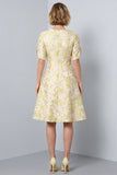Robe de travail midi fleur à col rond jaune clair ligne A