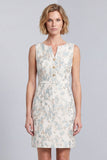 Robe de travail miniature bodycon à col rond bleu clair à fleurs