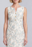 Robe de travail miniature bodycon à col rond bleu clair à fleurs