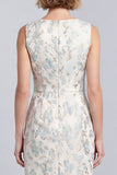 Robe de travail miniature bodycon à col rond bleu clair à fleurs