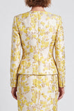 Robe de travail midi à boutons simples à décolleté en V jaune clair à col en V et fente