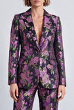 Costumes de bal en fleurs noires violettes à deux pièces à encoche et bouton, un seul bouton