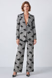 Costume de bal noir et blanc en deux pièces à revers de pointe noir et blanc à un bouton