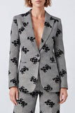 Costume de bal noir et blanc en deux pièces à revers de pointe noir et blanc à un bouton