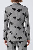 Costume de bal noir et blanc en deux pièces à revers de pointe noir et blanc à un bouton