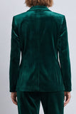Costumes féminins double boutonnage en velours à revers vert foncé vert foncé