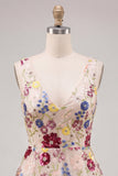 Robe courte de rentrée à la maison en fleurs flumins, paillettes en V, ligne A