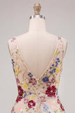 Robe courte de rentrée à la maison en fleurs flumins, paillettes en V, ligne A