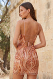 Robe courte de rentrée courte avec des bretelles orange bodycon, bretelles courtes, avec des lacets dans le dos
