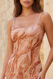 Robe courte de rentrée courte avec des bretelles orange bodycon, bretelles courtes, avec des lacets dans le dos