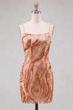 Robe courte de rentrée courte avec des bretelles orange bodycon, bretelles courtes, avec des lacets dans le dos
