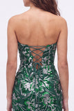Robe courte de bal de rentrée verte bodycon sequins courtes de rentrée à la maison avec dentelle dans le dos