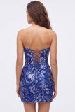 Robe courte de bal de rentrée verte bodycon sequins courtes de rentrée à la maison avec dentelle dans le dos