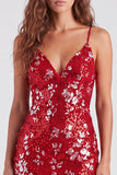 Robe de rentrée Bodycon Sequins verts scintillants Straps fines Lacet dans le dos