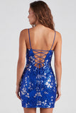 Robe de rentrée Bodycon Sequins verts scintillants Straps fines Lacet dans le dos