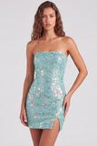 Robe courte de rentrée rouge scintillante à sequins bodycon, courte des années 80