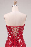 Robe courte de rentrée rouge scintillante à sequins bodycon, courte des années 80