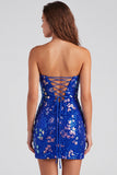 Robe courte de rentrée rouge scintillante à sequins bodycon, courte des années 80