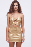 Robe de rentrée à la maison des années 80 Bodycon bodycon bodycon cou de serrure dorée Neckheart Bodycon